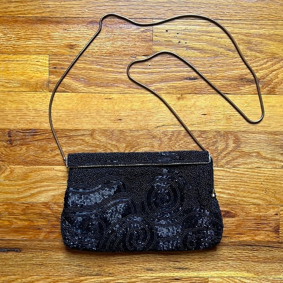 Gorgeous Black Beaded Vintage 1940's Clutch